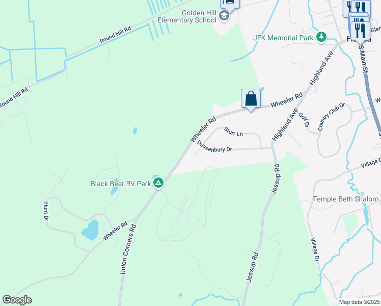 map of restaurants, bars, coffee shops, grocery stores, and more near 160 Wheeler Road in Florida