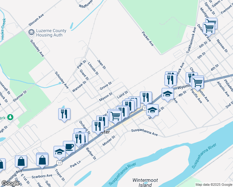 map of restaurants, bars, coffee shops, grocery stores, and more near 179 Mason Street in Exeter