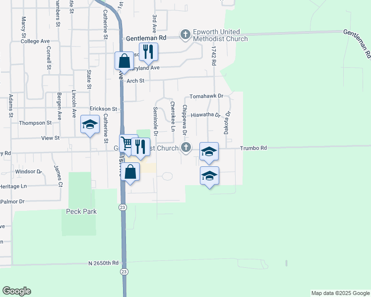 map of restaurants, bars, coffee shops, grocery stores, and more near 1455 Chippewa Drive in Ottawa