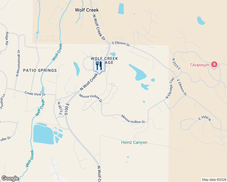 map of restaurants, bars, coffee shops, grocery stores, and more near 3634 North Huntsman Pth in Eden
