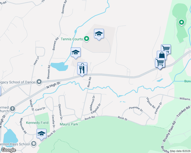 map of restaurants, bars, coffee shops, grocery stores, and more near in East Haven