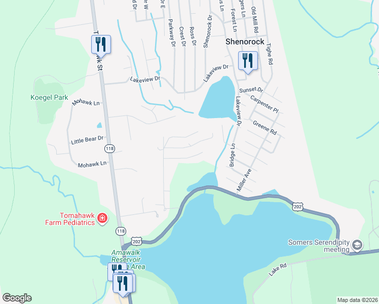map of restaurants, bars, coffee shops, grocery stores, and more near 12 Fairview Drive in Yorktown Heights