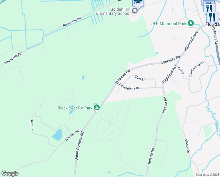 map of restaurants, bars, coffee shops, grocery stores, and more near 160 Wheeler Road in Florida