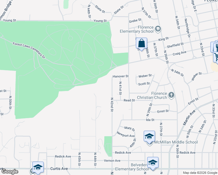 map of restaurants, bars, coffee shops, grocery stores, and more near 7410 North 42nd Street in Omaha