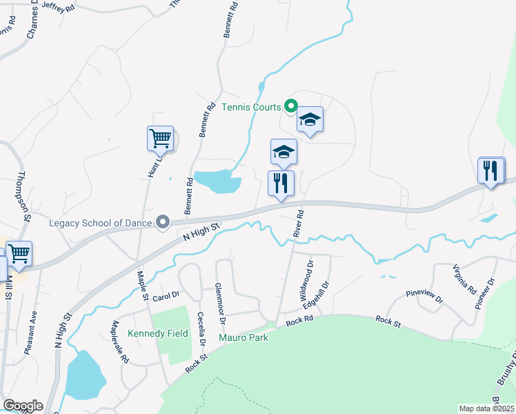 map of restaurants, bars, coffee shops, grocery stores, and more near 311 Foxon Road in East Haven
