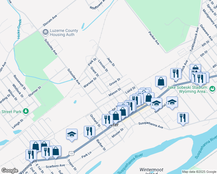 map of restaurants, bars, coffee shops, grocery stores, and more near 122 Grove Street in Exeter