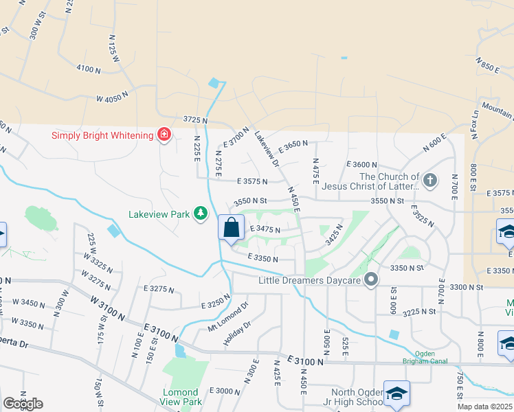map of restaurants, bars, coffee shops, grocery stores, and more near 383 3550 North Street in North Ogden