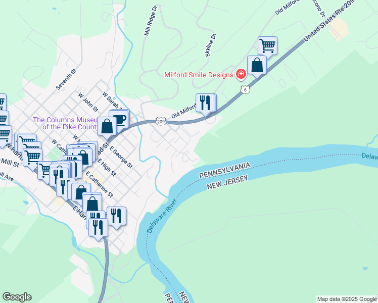 map of restaurants, bars, coffee shops, grocery stores, and more near 144 Bennett Avenue in Milford
