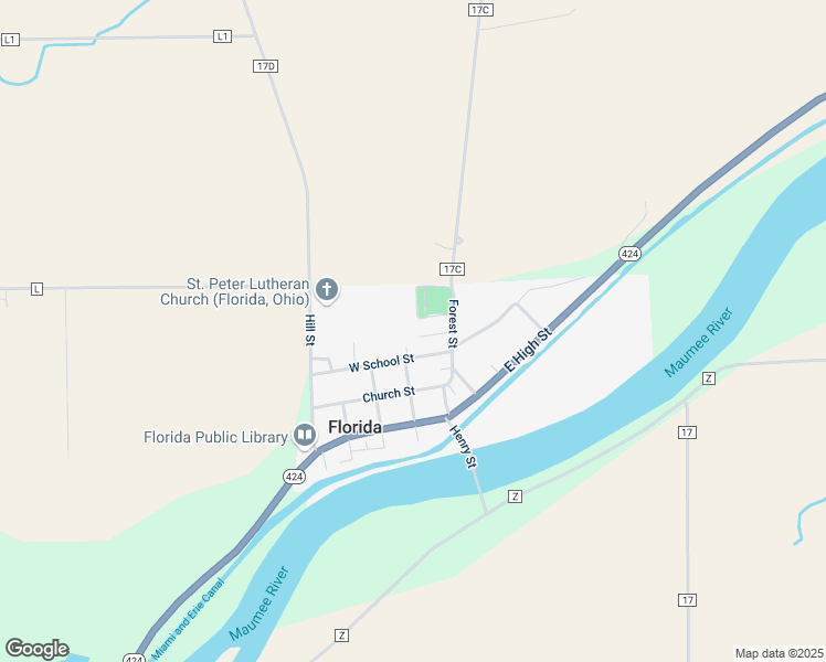 map of restaurants, bars, coffee shops, grocery stores, and more near 105 Forest Street in Napoleon