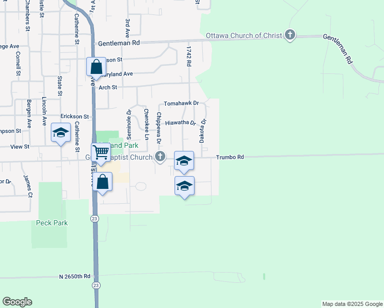 map of restaurants, bars, coffee shops, grocery stores, and more near 712 East McKinley Road in Ottawa