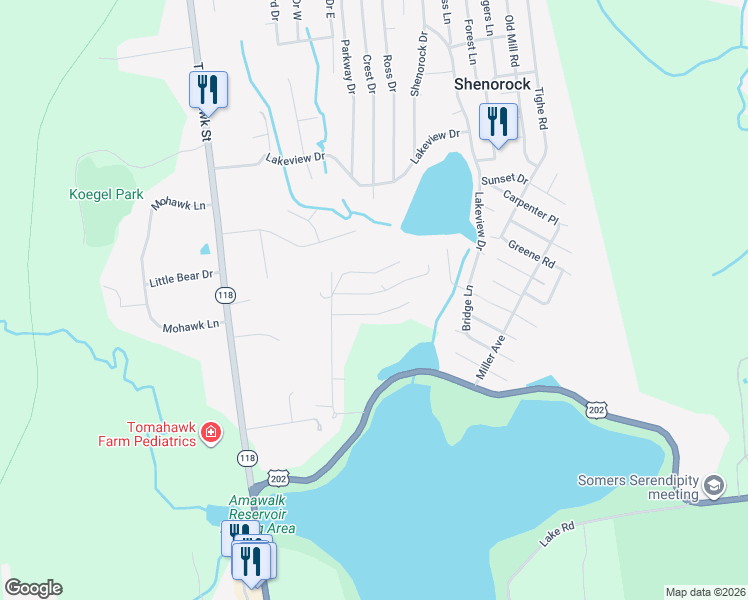 map of restaurants, bars, coffee shops, grocery stores, and more near 12 Fairview Drive in Yorktown Heights