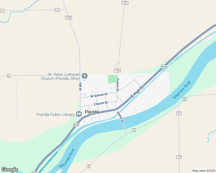 map of restaurants, bars, coffee shops, grocery stores, and more near 105 Forest Street in Napoleon