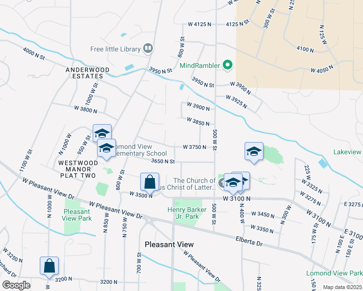 map of restaurants, bars, coffee shops, grocery stores, and more near 596 West 3750 North in Ogden
