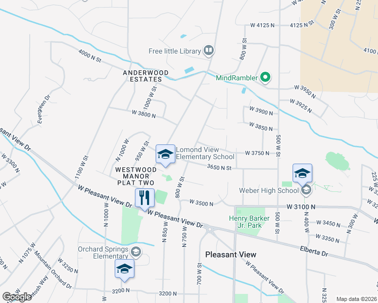 map of restaurants, bars, coffee shops, grocery stores, and more near 3671 800 West Street in Ogden