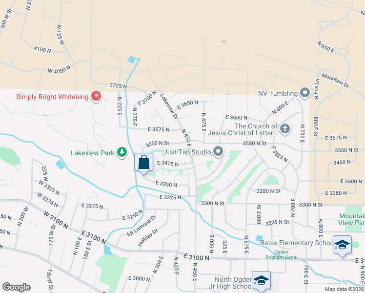 map of restaurants, bars, coffee shops, grocery stores, and more near 431 East 3550 in North Ogden