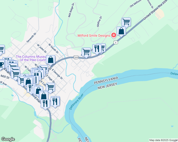 map of restaurants, bars, coffee shops, grocery stores, and more near 144 Bennett Avenue in Milford