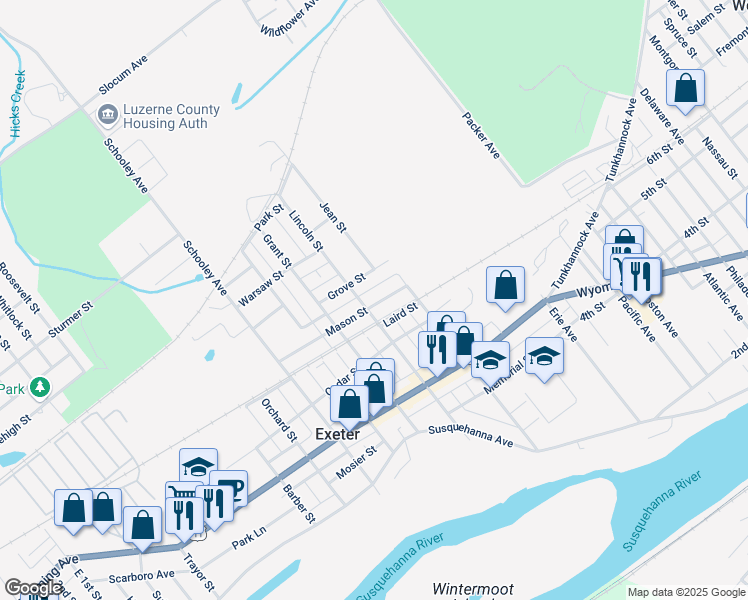 map of restaurants, bars, coffee shops, grocery stores, and more near 179 Mason Street in Exeter
