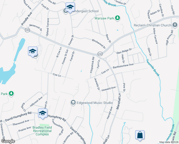 map of restaurants, bars, coffee shops, grocery stores, and more near 16 Fitzpatrick Road in Ansonia