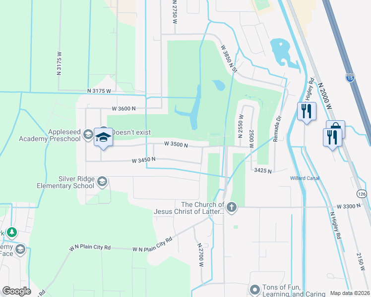 map of restaurants, bars, coffee shops, grocery stores, and more near 2731 West 3500 North in Farr West