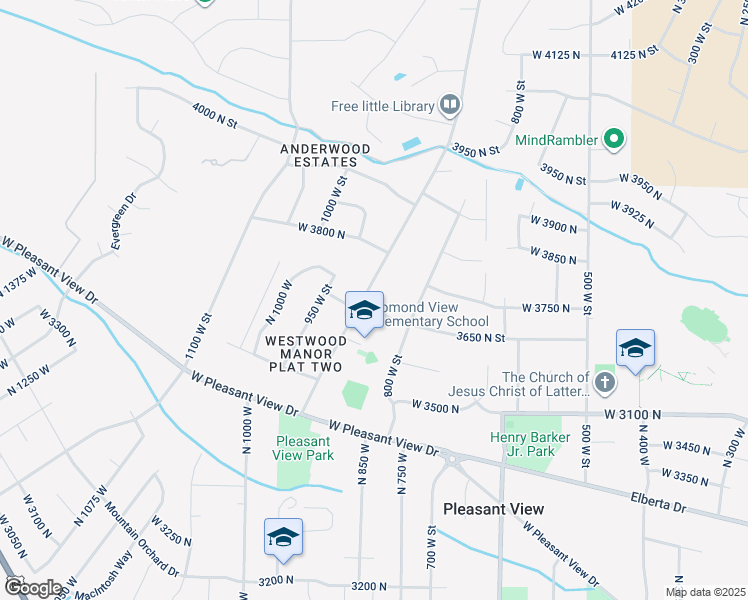 map of restaurants, bars, coffee shops, grocery stores, and more near 3708 North 900 West in Ogden