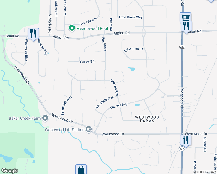 map of restaurants, bars, coffee shops, grocery stores, and more near 12005 Fox Grove in Strongsville