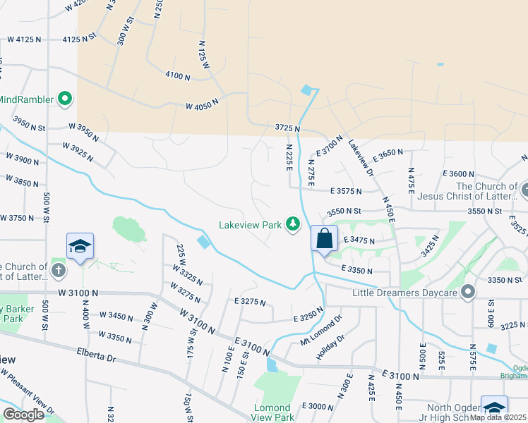 map of restaurants, bars, coffee shops, grocery stores, and more near 162 175 East in North Ogden