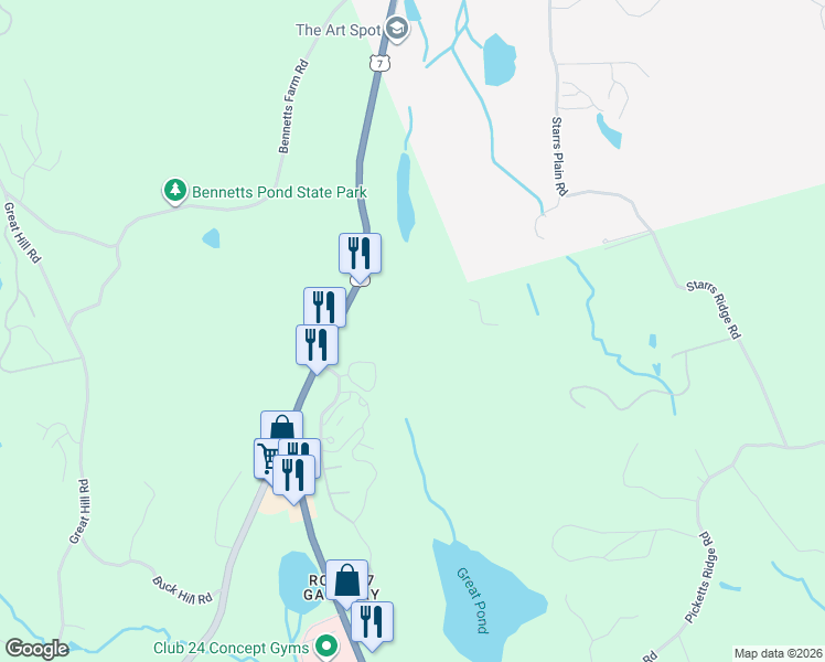 map of restaurants, bars, coffee shops, grocery stores, and more near 33 Laurel Lane in Ridgefield