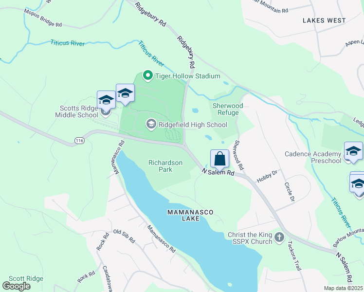 map of restaurants, bars, coffee shops, grocery stores, and more near 700 North Salem Road in Ridgefield