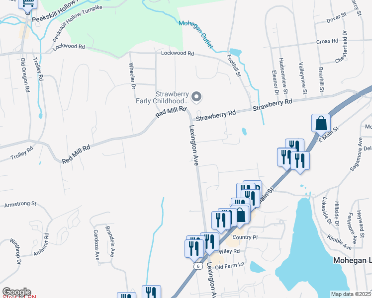 map of restaurants, bars, coffee shops, grocery stores, and more near in Mohegan Lake