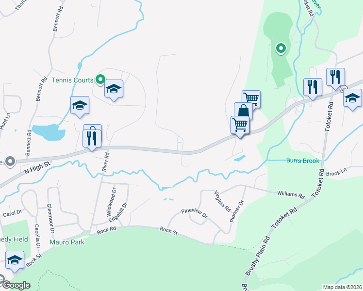 map of restaurants, bars, coffee shops, grocery stores, and more near 15 Sperry Lane in East Haven