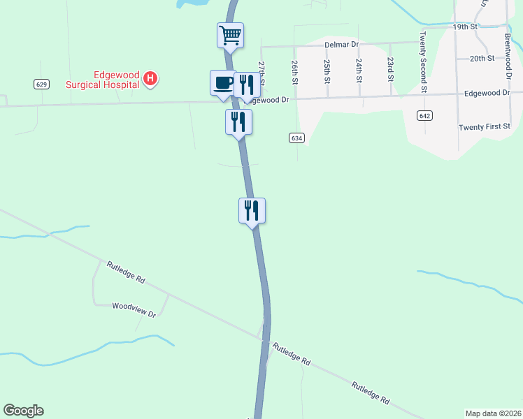 map of restaurants, bars, coffee shops, grocery stores, and more near 3578 North Hermitage Road in Transfer