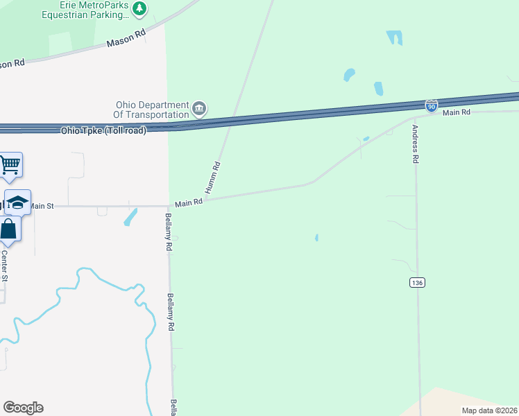 map of restaurants, bars, coffee shops, grocery stores, and more near 8110 Main Road in Berlin Heights