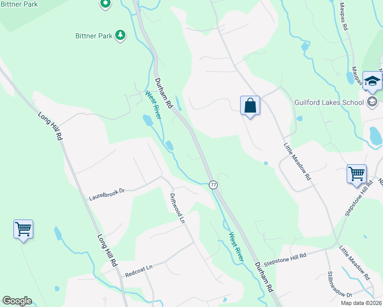 map of restaurants, bars, coffee shops, grocery stores, and more near 1092 Durham Road in Guilford