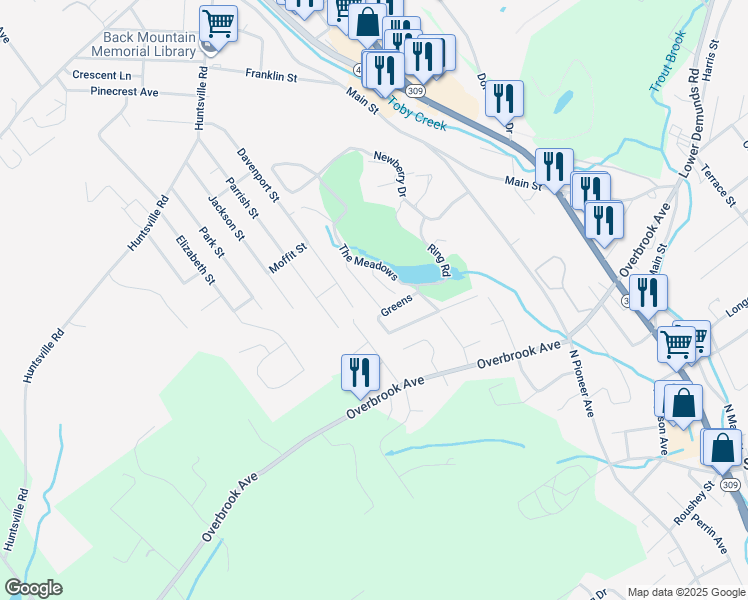map of restaurants, bars, coffee shops, grocery stores, and more near 610-650 Meadows in Dallas