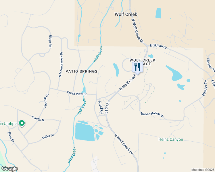 map of restaurants, bars, coffee shops, grocery stores, and more near 3615 North Wolf Creek Drive in Eden