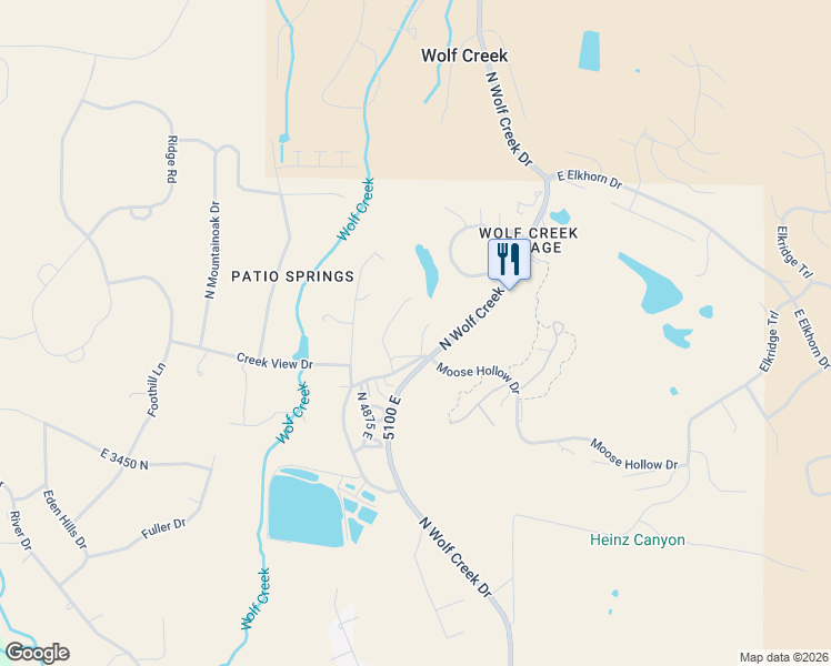 map of restaurants, bars, coffee shops, grocery stores, and more near 3615 North Wolf Lodge Drive in Eden
