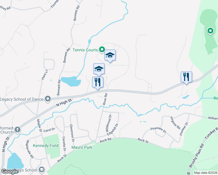 map of restaurants, bars, coffee shops, grocery stores, and more near in East Haven