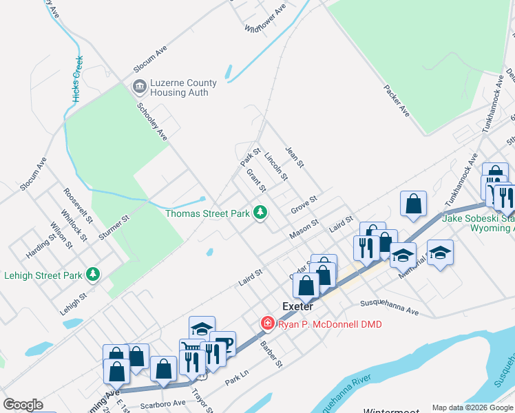 map of restaurants, bars, coffee shops, grocery stores, and more near 2-6 Thomas St in Exeter