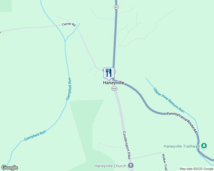 map of restaurants, bars, coffee shops, grocery stores, and more near 17323 Coudersport Pike in Lock Haven