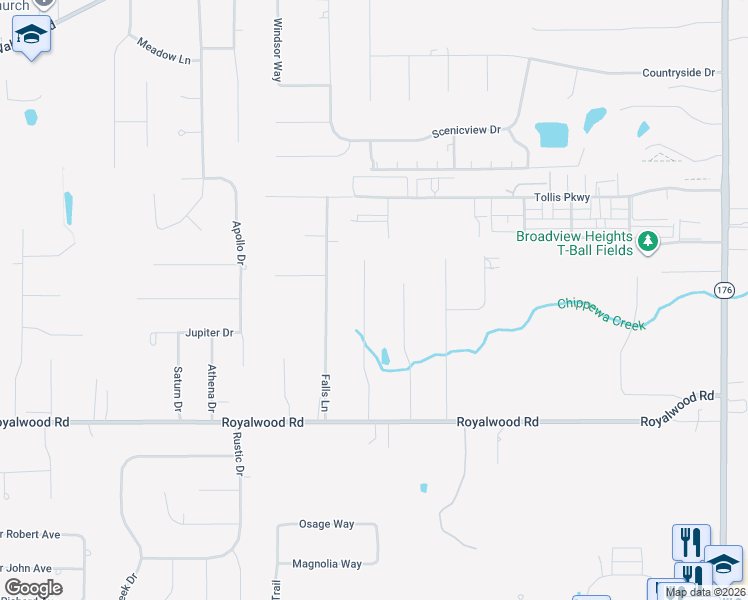map of restaurants, bars, coffee shops, grocery stores, and more near 8848 Michaels Lane in Broadview Heights