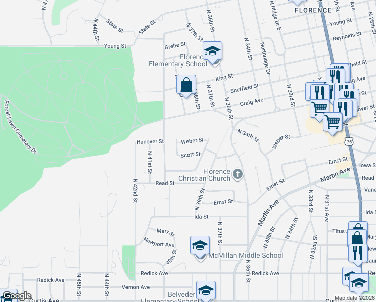 map of restaurants, bars, coffee shops, grocery stores, and more near 3973 Scott Street in Omaha
