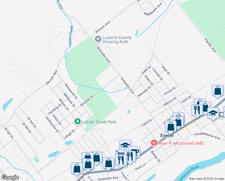 map of restaurants, bars, coffee shops, grocery stores, and more near 1016 Chestnut Street in Exeter