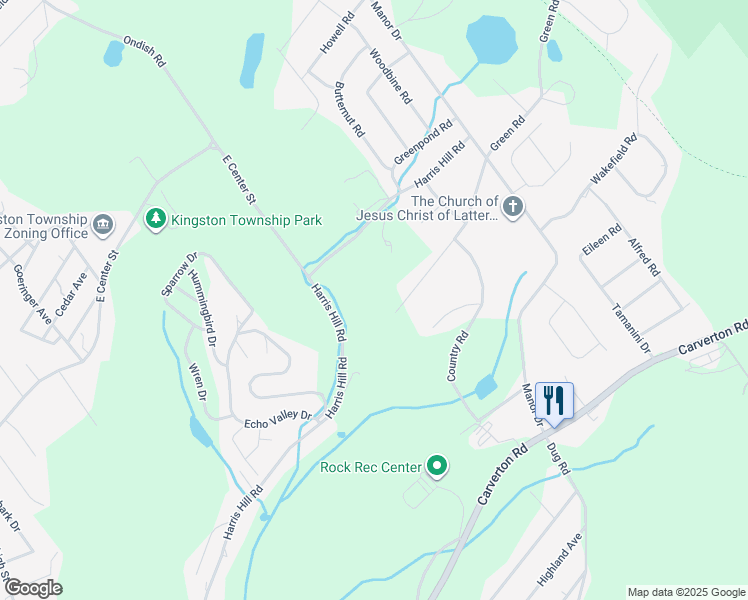 map of restaurants, bars, coffee shops, grocery stores, and more near 300 Crane Road in Luzerne