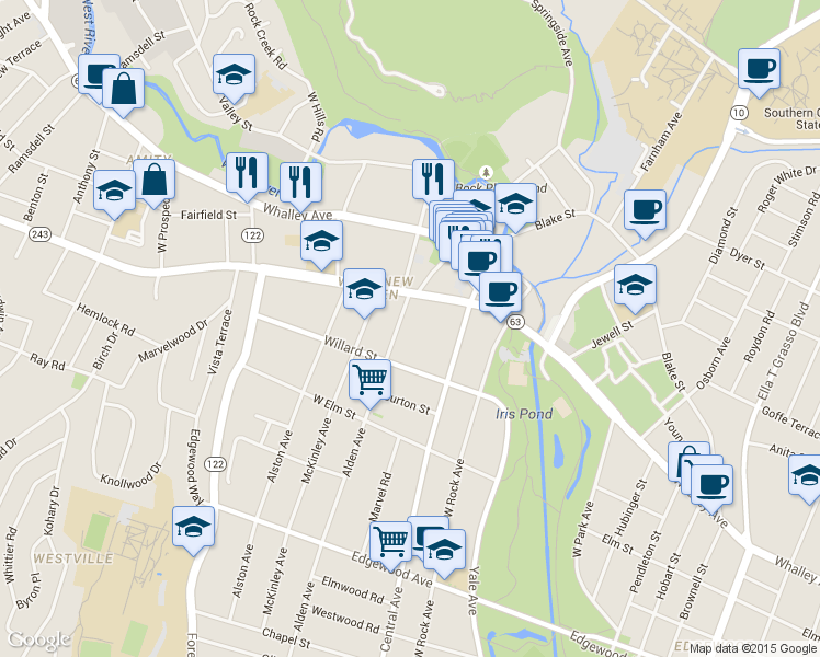 map of restaurants, bars, coffee shops, grocery stores, and more near 339 Alden Avenue in New Haven