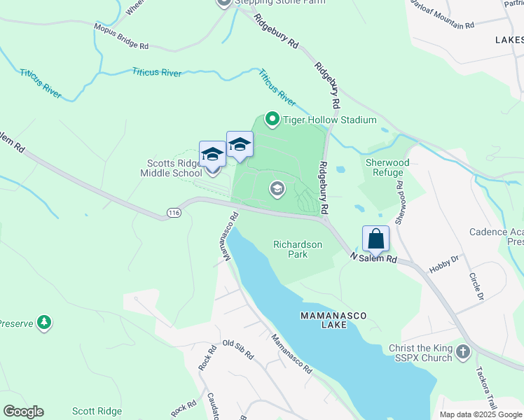 map of restaurants, bars, coffee shops, grocery stores, and more near 750 North Salem Road in Ridgefield