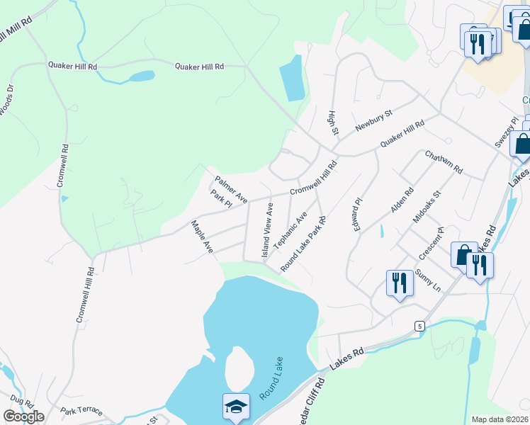 map of restaurants, bars, coffee shops, grocery stores, and more near 23 Island View Avenue in Monroe