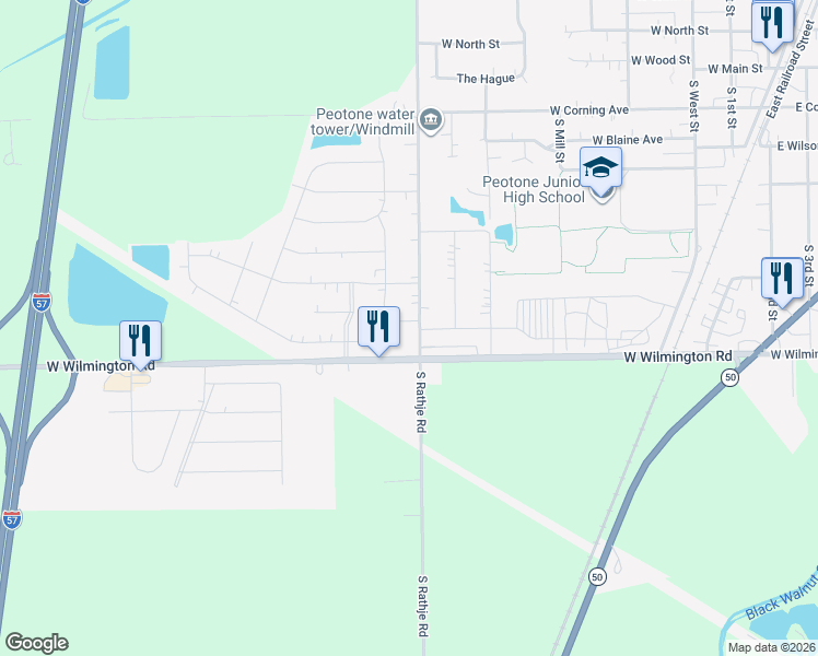 map of restaurants, bars, coffee shops, grocery stores, and more near 613 Jean Street in Peotone