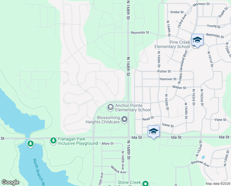 map of restaurants, bars, coffee shops, grocery stores, and more near 7302 North 169th Street in Bennington