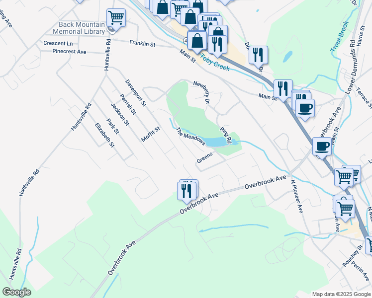 map of restaurants, bars, coffee shops, grocery stores, and more near 610 Meadows in Dallas