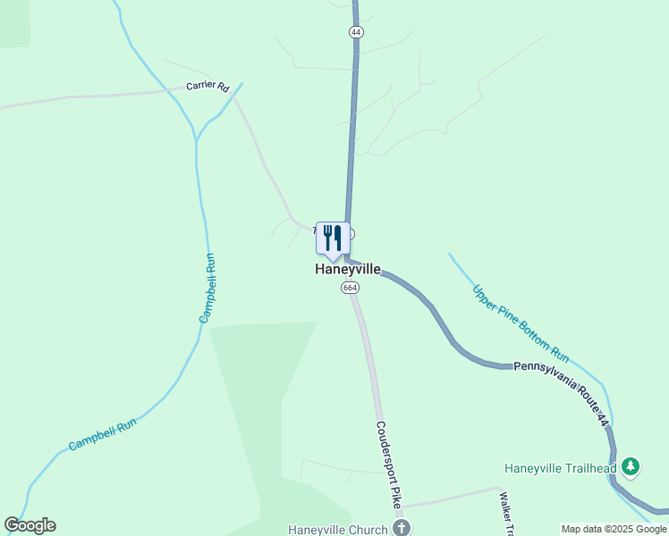 map of restaurants, bars, coffee shops, grocery stores, and more near 17323 Coudersport Pike in Lock Haven